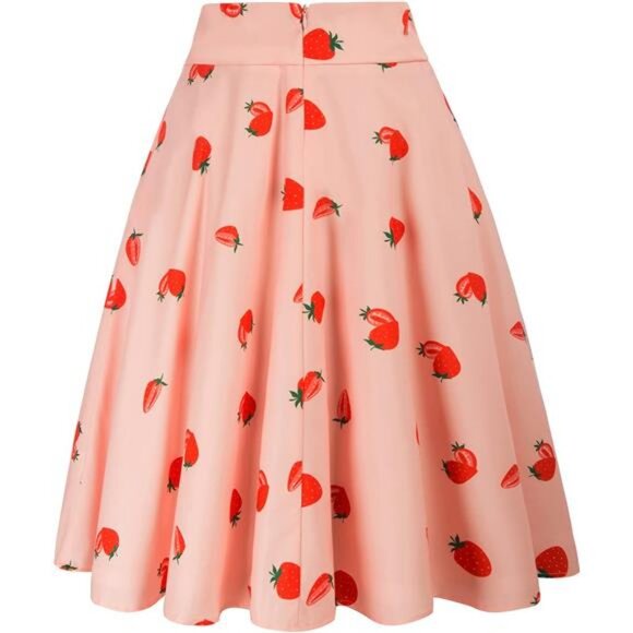 Women's High Waist A-Line Skirt Strawberry - Picture 2 of 5